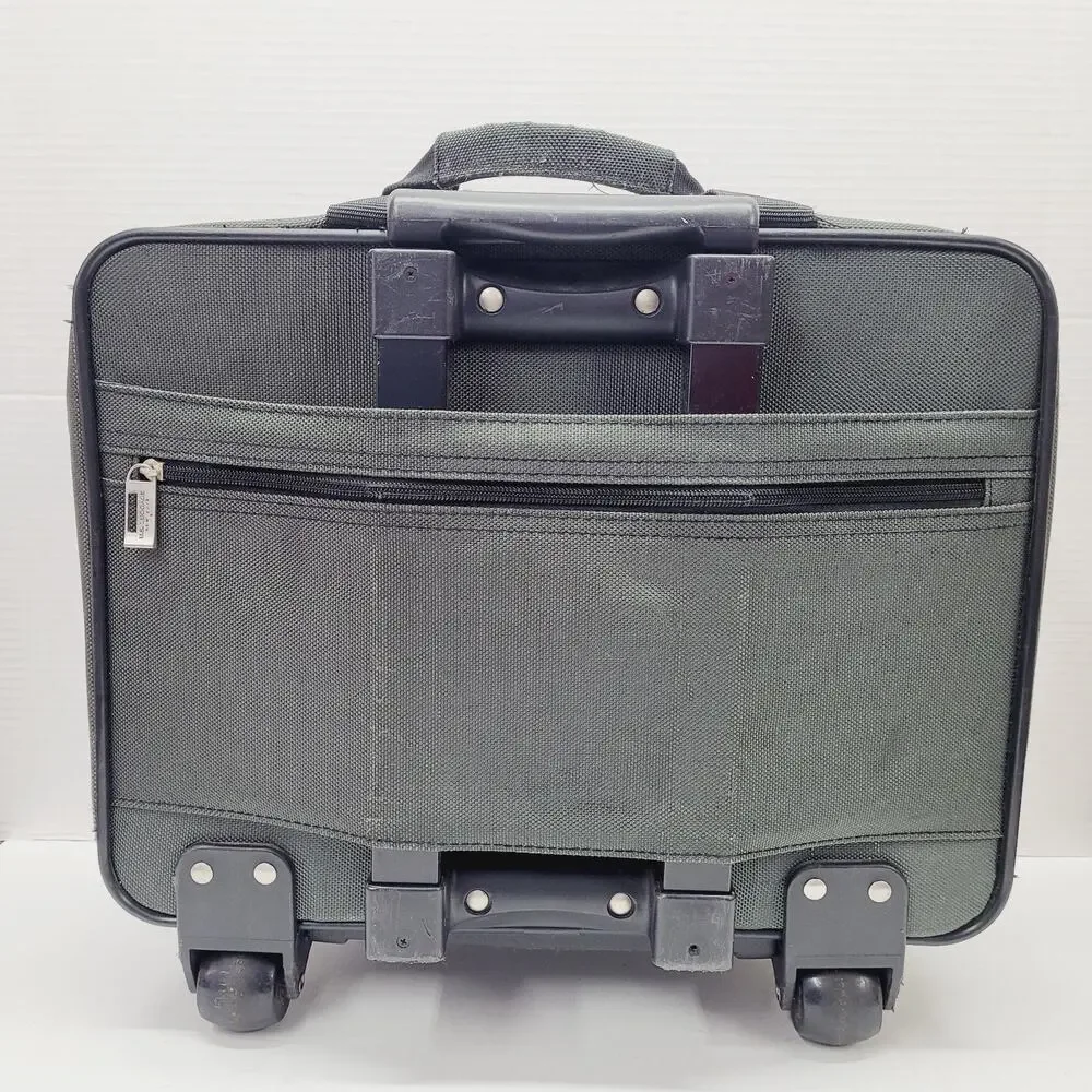 US LUGGAGE NEW YORK Roller Carry On Briefcase 18x12x8 Laptop Gray Outside Zip
